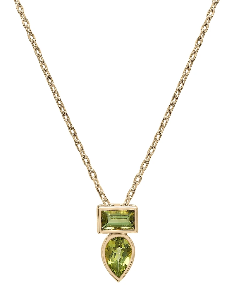 Audrey by Aurate Peridot (3/8 ct. t.w.) & Green Tourmaline (1/3 ct. t.w.) Bezel 18" Pendant Necklace in Gold Vermeil (Also available in Morganite & Pi