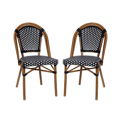 Merrick Lane Sacha Stacking Bistro Chair With Pe Seat And Back And Aluminum Frame For Indoor/Outdoor Use