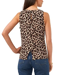Vince Camuto Women's Printed Crewneck Split Back Keyhole Tank Top