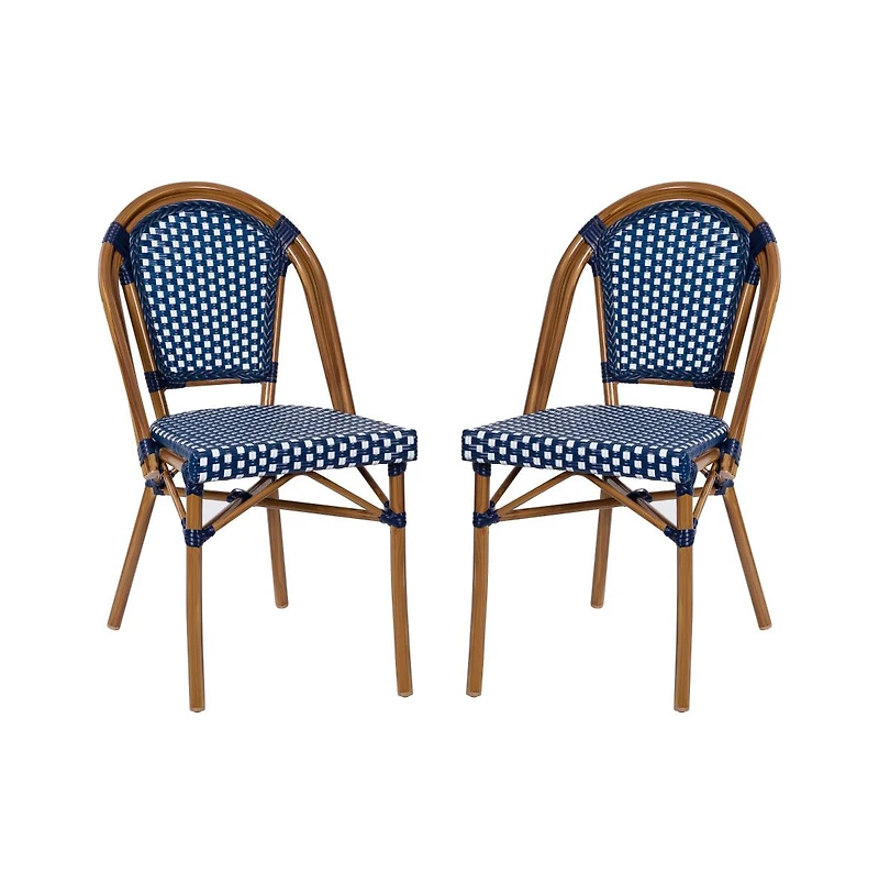 Merrick Lane Sacha Stacking Bistro Chair With Pe Seat And Back And Aluminum Frame For Indoor/Outdoor Use
