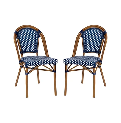 Merrick Lane Sacha Stacking Bistro Chair With Pe Seat And Back And Aluminum Frame For Indoor/Outdoor Use