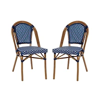 Merrick Lane Sacha Stacking Bistro Chair With Pe Seat And Back And Aluminum Frame For Indoor/Outdoor Use