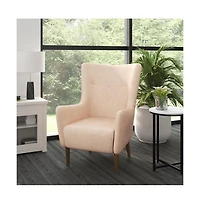 Regal Traditional Wingback Accent Chair, Upholstery And Wooden Frame And Legs