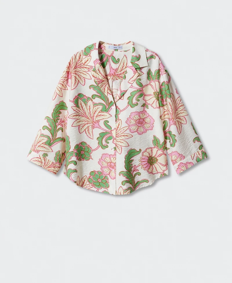 Mango Women's Textured Printed Shirt