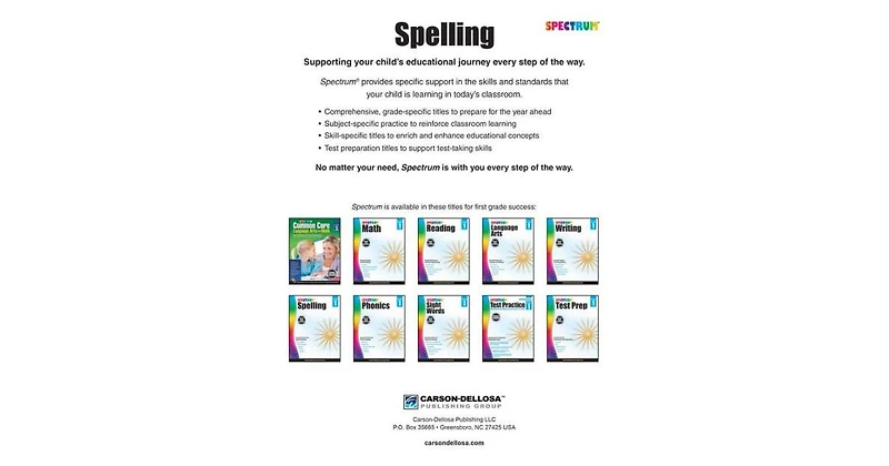 Spectrum Spelling, Grade 1 by Spectrum Compiler