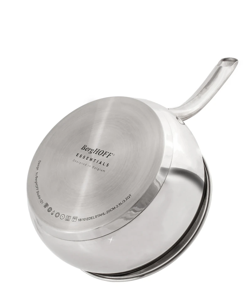 BergHOFF Belly 18/10 Stainless Steel 3.2 Quart Sauce Pan with Glass Lid