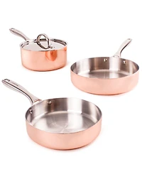 BergHOFF Vintage 4pc Tri-Ply Copper Cookware Set with Lids, Polished