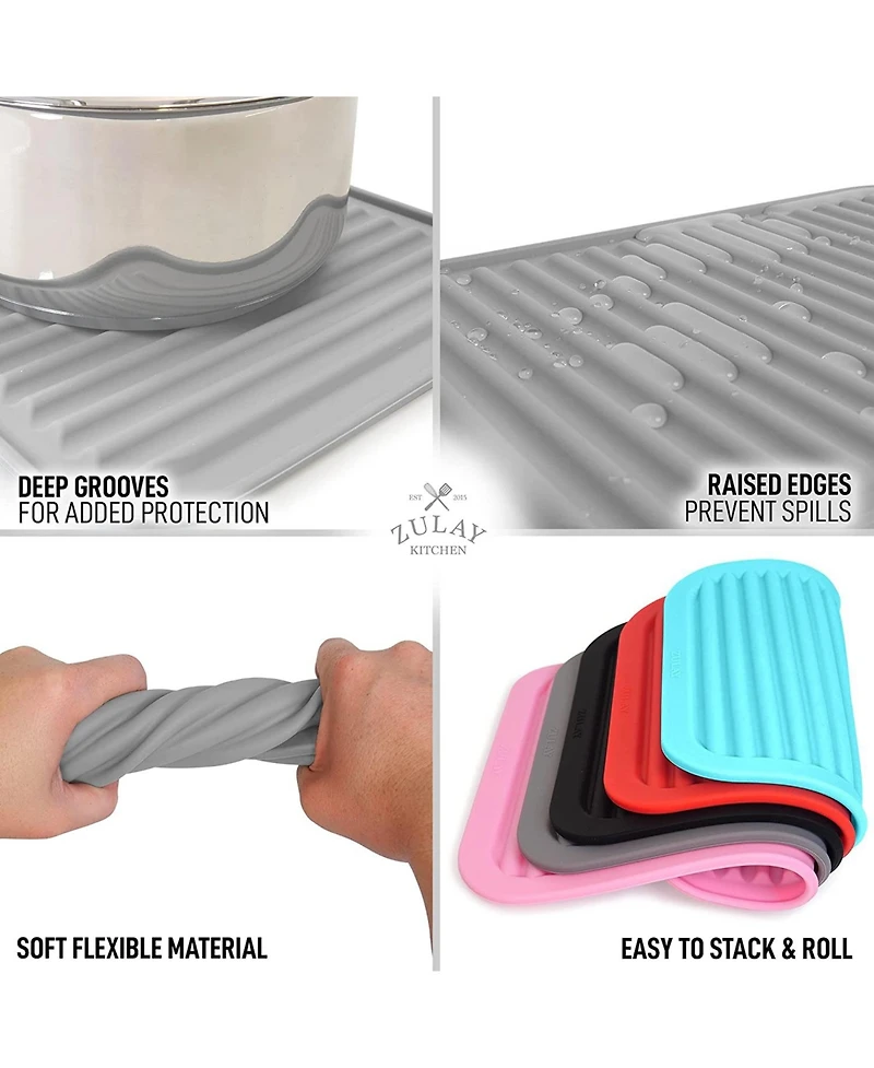 Zulay Kitchen Silicone Trivets for Hot Pots and Pans - Multi-Purpose & Versatile Trivet Mat