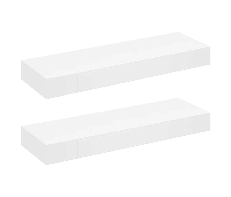 Floating Wall Shelves with Drawers 2 pcs White 31.5"