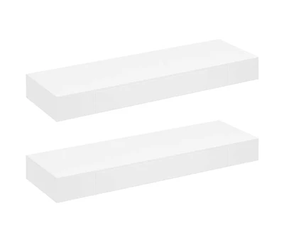 Floating Wall Shelves with Drawers 2 pcs White 31.5"
