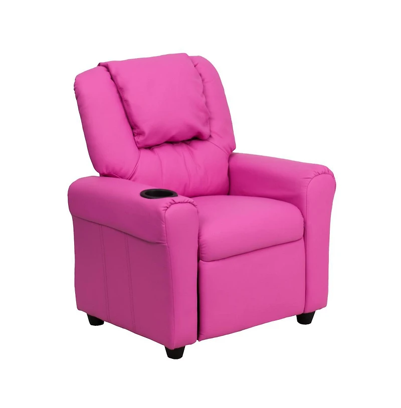 Contemporary Kids Recliner Chair With Cup Holder And Headrest