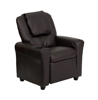Contemporary Kids Recliner Chair With Cup Holder And Headrest