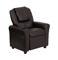 Contemporary Kids Recliner Chair With Cup Holder And Headrest
