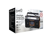 Supersonic Retro 4-Band Radio and Cassette Player with Bluetooth - Wood