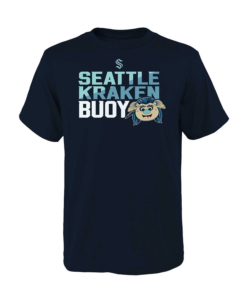 Big Boys Deep Sea Blue Seattle Kraken Mascot Head T-shirt