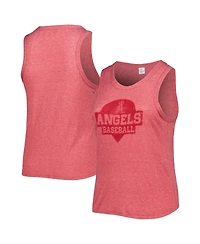 Women's Soft As A Grape Red Los Angeles Angels Plus High Neck Tri-Blend Tank Top