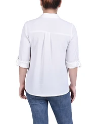 Ny Collection Women's Long Sleeve Roll Tab Blouse