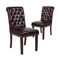 Emma+Oliver 2 Pk Upholstered Rolled Back Parson'S Chair With Nailhead Trim & Finished Frame With Plastic Floor Glides