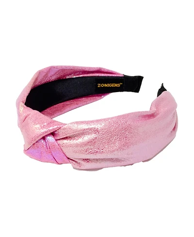 Tiny Treats Girls Pink Shiny Knotted Headband