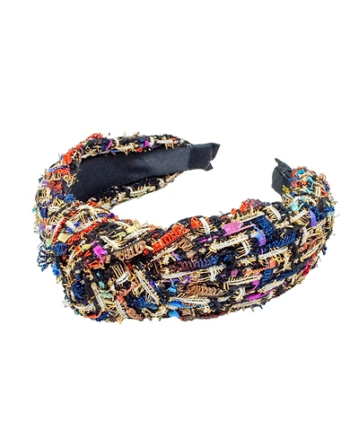 Tiny Treats Girls Black Tweed Knotted Headband