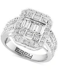 Effy Diamond Emerald Shaped Halo Cluster Engagement Ring (1-7/8 ct. t.w.) in 14k White Gold
