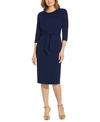 Adrianna Papell Women's Tie-Front 3/4-Sleeve Crepe Knit Dress