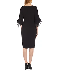 Adrianna Papell Women's Tiered-Cuff 3/4-Sleeve Sheath Dress