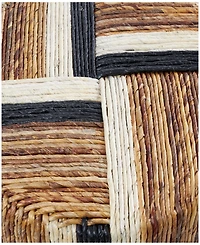 Rosemary Lane 18" Banana Leaf Handmade Linear Wrapped with Cream and Black Stripes Accent Table