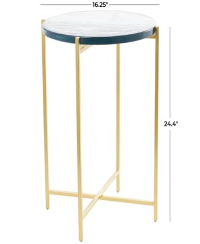 Rosemary Lane Metal With Textured Glass Tabletop X Shaped Accent Table Collection