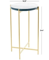 Rosemary Lane Metal With Textured Glass Tabletop X Shaped Accent Table Collection