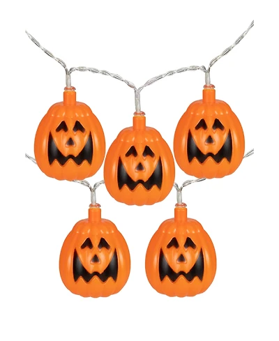 10-Count Led Jack-o-Lantern Halloween Light Set, 3' Warm White Lights Clear Wire