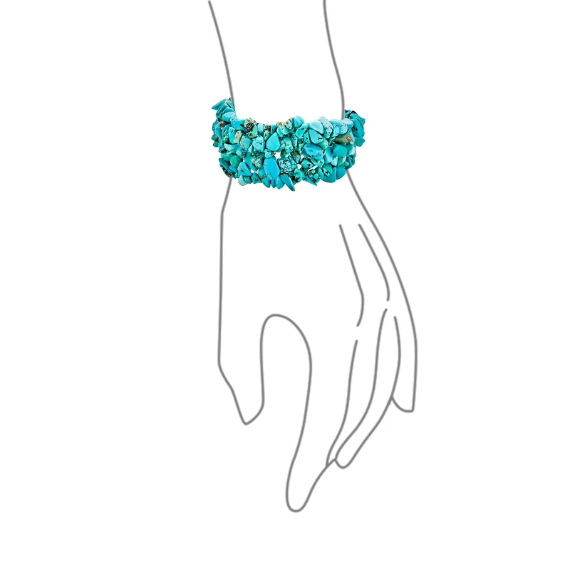 Bling Jewelry Large Natural Stones Cluster Multi Strand Collar Necklace & Stretch Bracelet Set