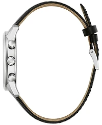 Bulova Men's Chronograph Classic Sutton Black Leather Strap Watch 41mm