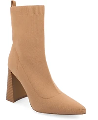 Journee Collection Women's Noralinn Knit Stacked Flared Heel Dress Booties