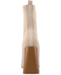 Journee Collection Women's Noralinn Knit Stacked Flared Heel Dress Booties