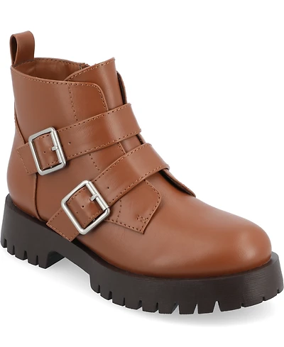 Journee Collection Women's Maebry Lug Sole Buckle Booties