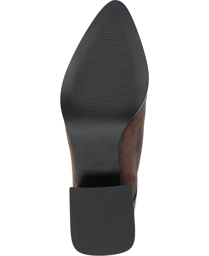 Journee Collection Women's Consuello Two Tone Pointed Toe Block Heel Booties
