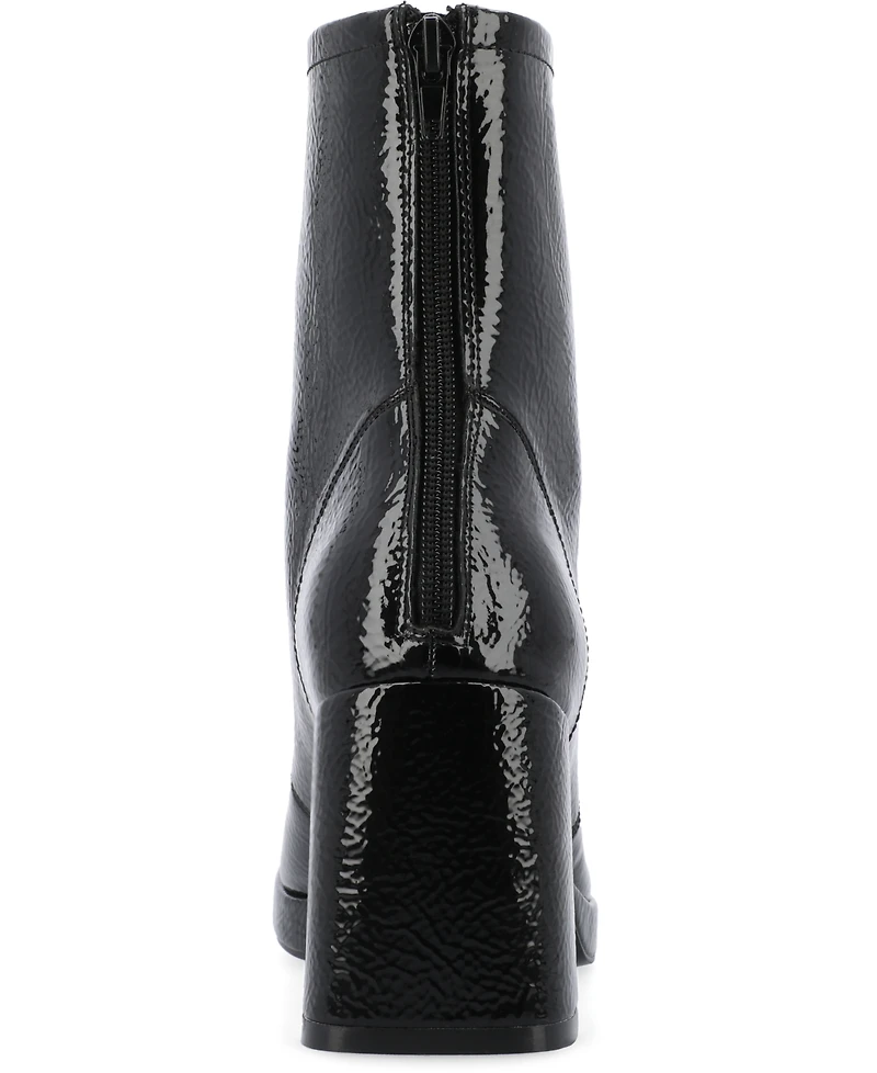 Journee Collection Women's Aylani Tru Comfort Foam Crinkle Patent Faux Leather Platform Boots