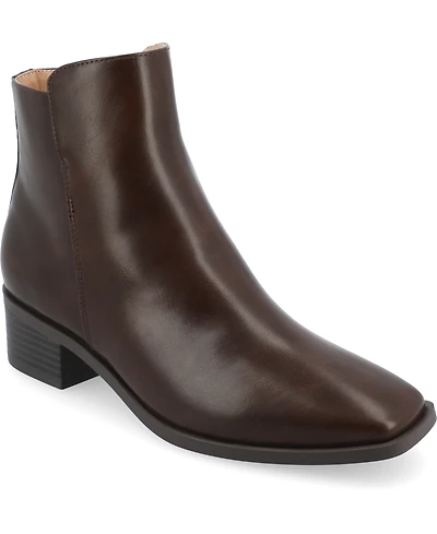 Journee Collection Women's Cappri Block Heel Square Toe Ankle Booties