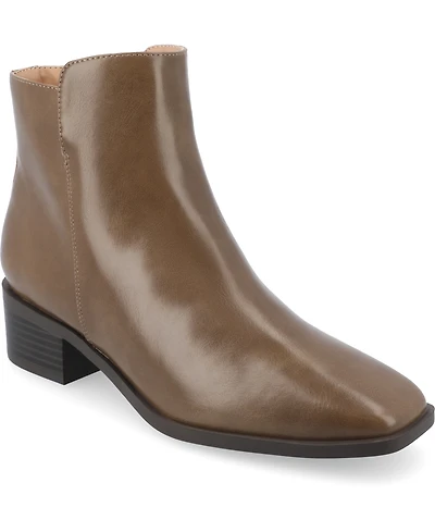 Journee Collection Women's Cappri Block Heel Square Toe Ankle Booties