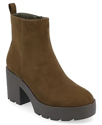 Journee Collection Women's Cassidy Platform Block Heel Lug Sole Booties