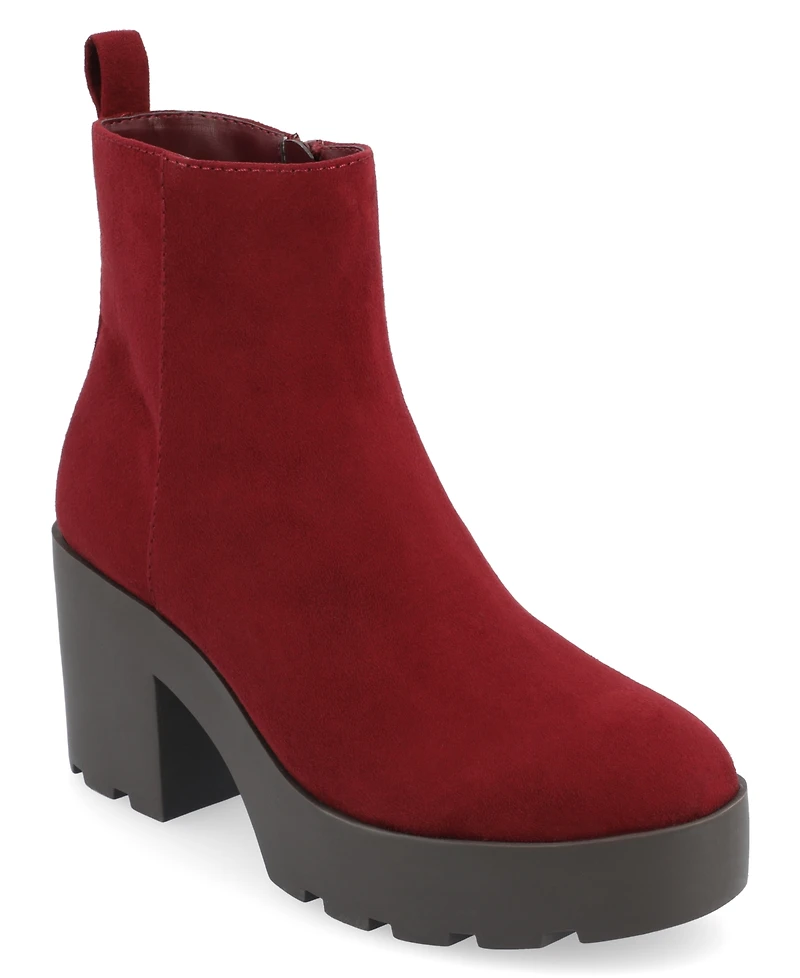 Journee Collection Women's Cassidy Platform Block Heel Lug Sole Booties
