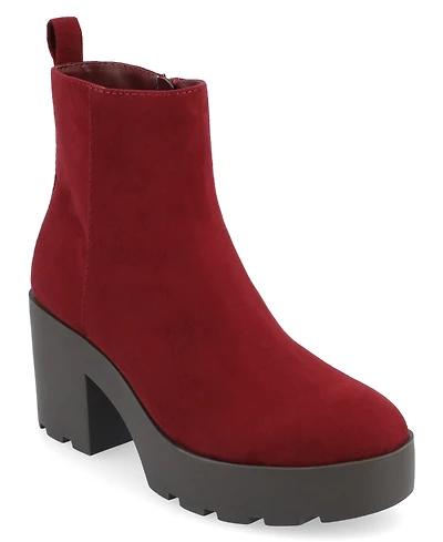 Journee Collection Women's Cassidy Platform Block Heel Lug Sole Booties