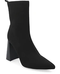 Journee Collection Women's Noralinn Knit Stacked Flared Heel Dress Booties