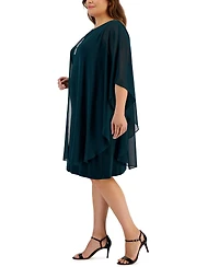 Connected Plus Cape-Overlay Sheath Dress