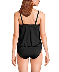 Lands' End Women's Blouson Tummy Hiding Tankini Swimsuit Top Adjustable Straps
