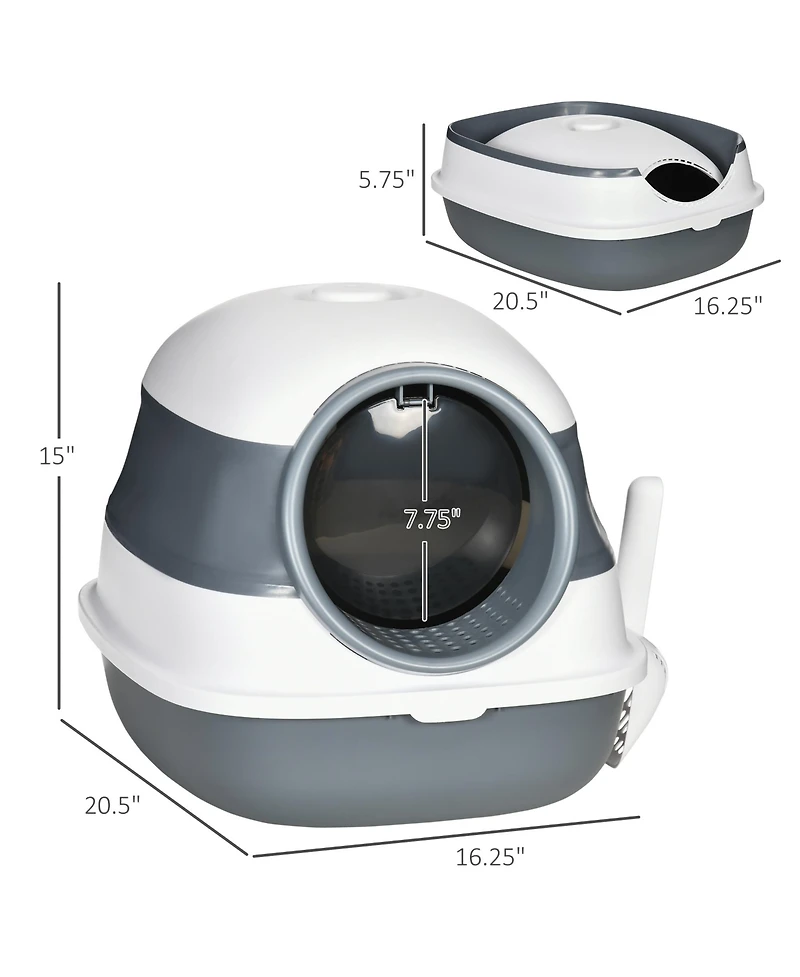 PawHut Dome Cove Cat Litter Box with Lid, , and