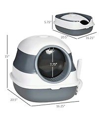 PawHut Dome Cove Cat Litter Box with Lid, , and