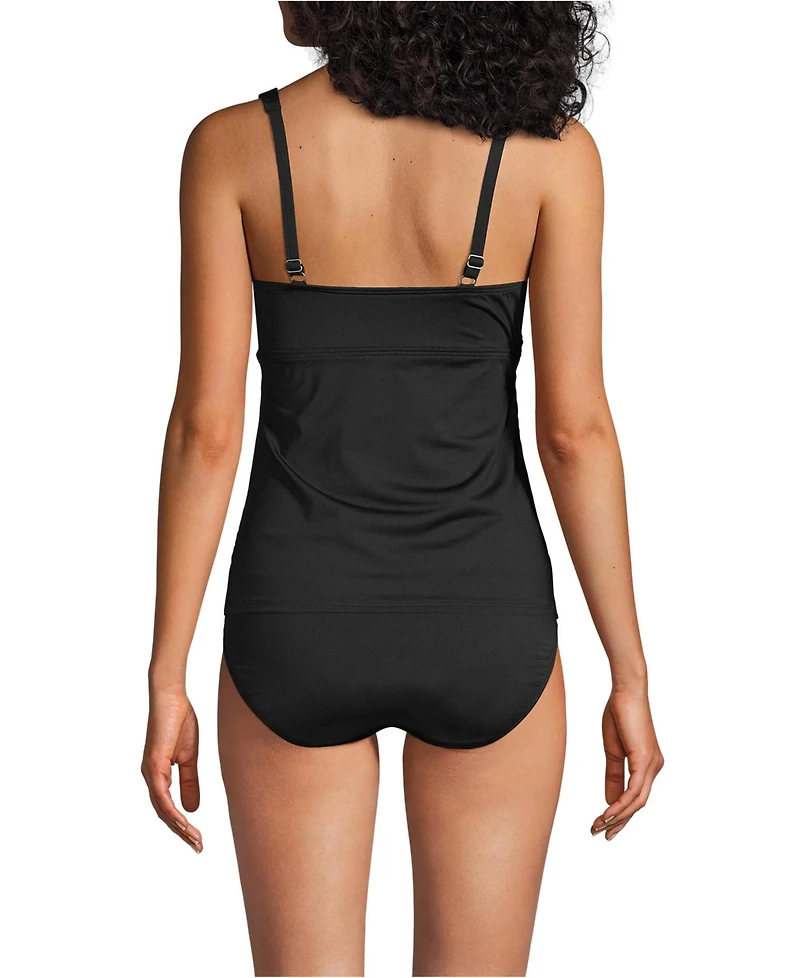 Lands' End Women's Long Torso V-Neck Wrap Underwire Tankini Swimsuit Top