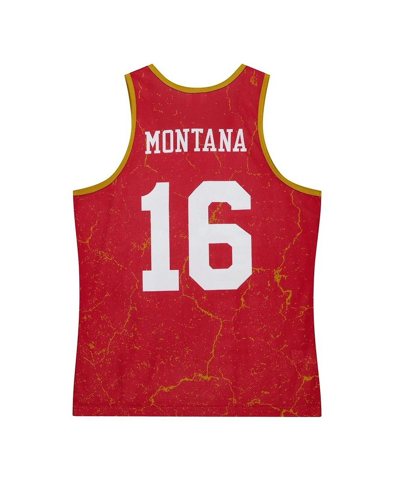 Men's Mitchell & Ness Joe Montana Scarlet San Francisco 49ers 1989 Player Burst Tank Top
